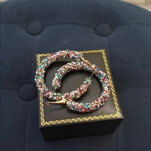 Multicolor Crystal Hoop Earrings